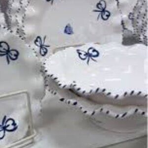 La Ceramica Handpainted Bow Ruffled Edge Pasta Soup Bowl Made in Italy